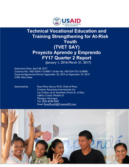 Technical Vocational Education and Training Strengthening for At-Risk Youth (TVET SAY)