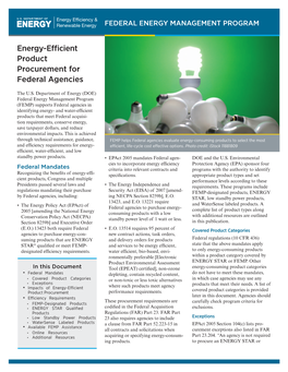 Energy-Efficient Product Procurement for Federal Agencies (Brochure)