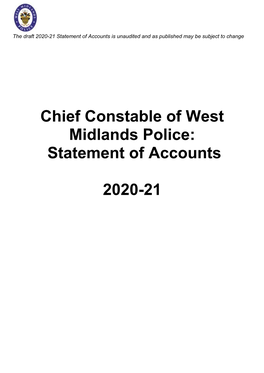 Chief Constable Statement of Accounts 2020-21 Draft