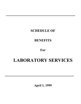 Schedule of Benefits for Laboratory Services
