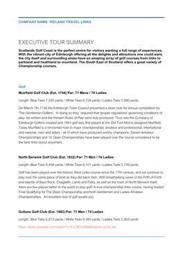 Executive Tour Summary