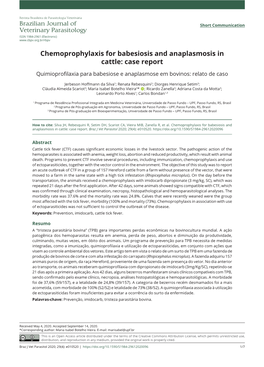 Chemoprophylaxis for Babesiosis and Anaplasmosis in Cattle: Case Report