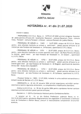 Hotararea Nr. 41 -21.07.2020A CLCB Bacau