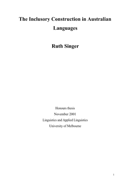 The Inclusory Construction in Australian Languages