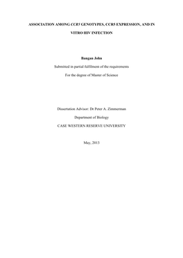 Association Among Ccr5 Genotypes, Ccr5 Expression, and In