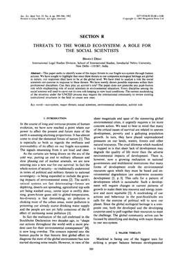 A Role for the Social Scientists
