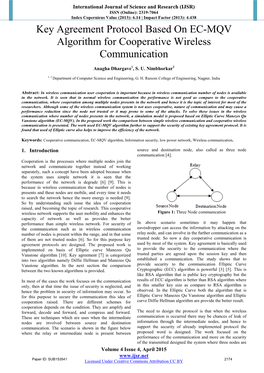 Key Agreement Protocol Based on EC-MQV Algorithm for Cooperative Wireless