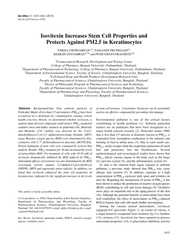 Isovitexin Increases Stem Cell Properties and Protects Against