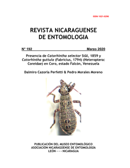 Revista Nicaragüense De Entomología. Número 73. 2013