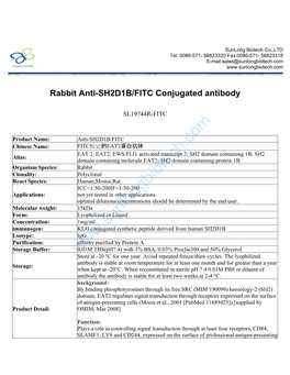 Rabbit Anti-SH2D1B/FITC Conjugated Antibody-SL19744R-FITC