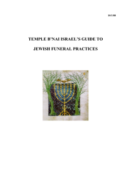 Temple B'nai Israel's Guide to Jewish Funeral Practice