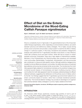 Effect of Diet on the Enteric Microbiome of the Wood-Eating Catfishpanaque Nigrolineatus