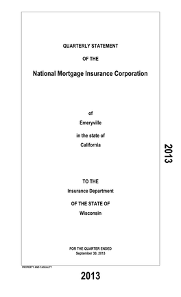 National Mortgage Insurance Corporation National Mortgage PROPERTY and CASUALTY PROPERTY and CASUALTY COMPANIES - ASSOCIATION EDITION