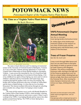 POTOWMACK NEWS Potowmack Chapter of the Virginia Native Plant Society Volume 35, No