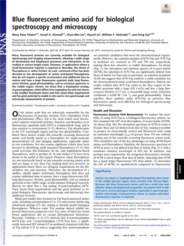 Blue Fluorescent Amino Acid for Biological Spectroscopy and Microscopy