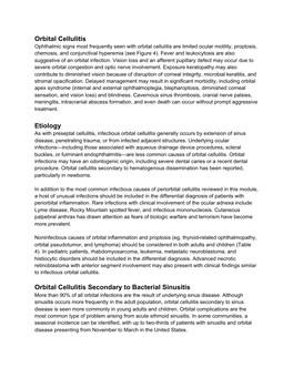 Cellulitis Ophthalmic Signs Most Frequently Seen with Orbital Cellulitis Are Limited Ocular Motility, Proptosis, Chemosis, and Conjunctival Hyperemia (See Figure 4)