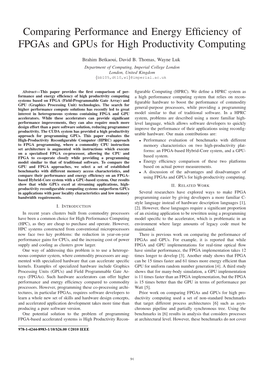 Comparing Performance and Energy Efficiency of Fpgas and Gpus For