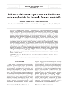 Influence of Diatom Exopolymers and Biofilms Onmetamorphosis in The