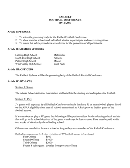 Northern Light/Railbelt Football Coach By-Laws