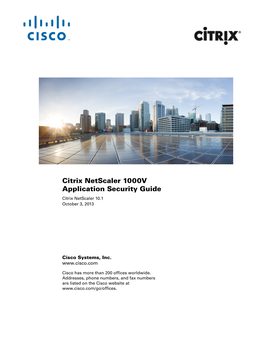 Citrix Netscaler 1000V Application Security Guide, Release 10.1