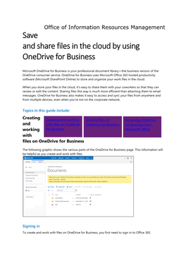 Save and Share Files in the Cloud by Using Onedrive for Business