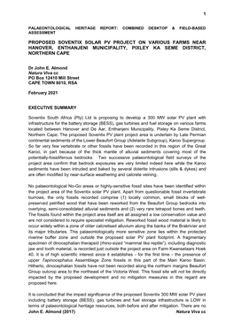 Proposed Soventix Solar Pv Project on Various Farms Near Hanover, Enthanjeni Municipality, Pixley Ka Seme District, Northern Cape