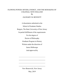 RIVERS, ENERGY, and the REMAKING of COLONIAL NEW ENGLAND by ZACHARY M