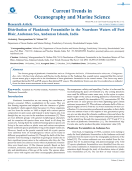 Current Trends in Oceanography and Marine Science Mohan PM, Et Al