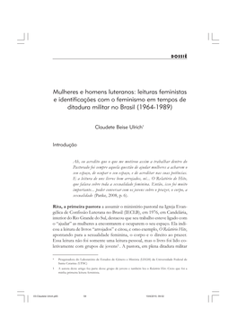 Mulheres E Homens Luteranos: Leituras Feministas E Identificações Com O Feminismo Em Tempos De Ditadura Militar No Brasil (1964-1989)