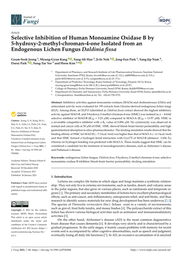 Selective Inhibition of Human Monoamine Oxidase B by 5-Hydroxy-2-Methyl-Chroman-4-One Isolated from an Endogenous Lichen Fungus Daldinia ﬁssa