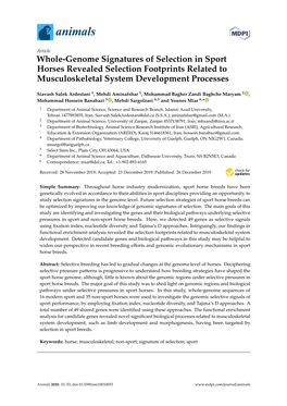 Whole-Genome Signatures of Selection in Sport Horses Revealed Selection Footprints Related to Musculoskeletal System Development Processes