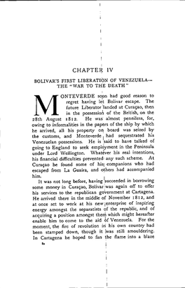 CHAPTER IV BOLIVAR's FIRST LIBERATION of VENEZUELA— the 