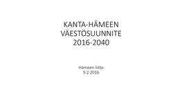 Kanta-Hämeen Väestösuunnite 2016-2040