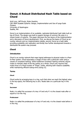 Donut: a Robust Distributed Hash Table Based on Chord