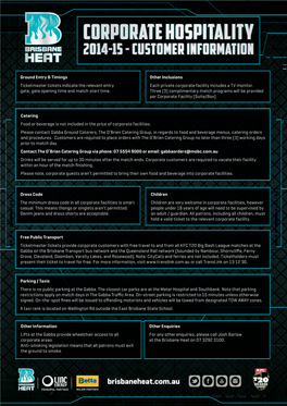 Corporate Hospitality 2014-15 - Customer Information