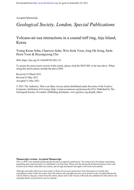 Volcano-Air-Sea Interactions in a Coastal Tuff Ring, Jeju Island, Korea