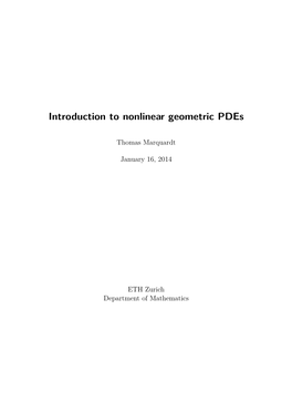 Introduction to Nonlinear Geometric Pdes