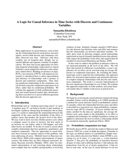 A Logic for Causal Inference in Time Series with Discrete and Continuous Variables