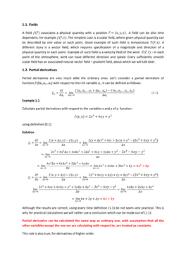 1.1. Fields 1.2. Partial Derivatives