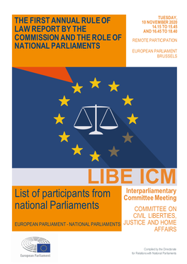 LIBE ICM Interparliamentary List of Participants from Committee Meeting National Parliaments COMMITTEE ON