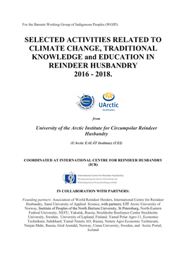 SELECTED ACTIVITIES RELATED to CLIMATE CHANGE, TRADITIONAL KNOWLEDGE and EDUCATION in REINDEER HUSBANDRY 2016 - 2018