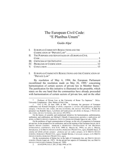 The European Civil Code: “E Pluribus Unum”