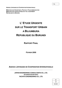 L' Etude Urgente Sur Le Transport Urbain a Bujumbura Republique Du Burundi