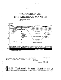 WORKSHOP on the ARCHEAN MANTLE D/,,5 #O 4