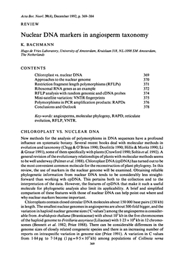 Nuclear DNA Markers in Angiosperm Taxonomy