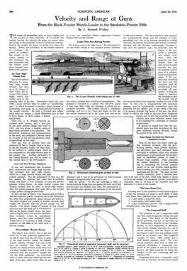 Velocity and Range Ot Guns from the Black-Powder Muzzle-Loader to the Smokeless-Powder Rifle