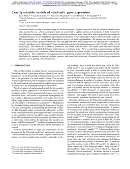 Exactly Solvable Models of Stochastic Gene Expression Lucy Ham,1, A) David Schnoerr,2, B) Rowan D