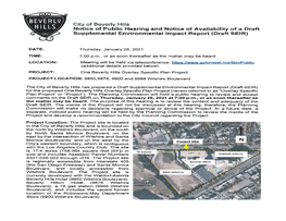 BEVRLYRLY City of Beverly Hills Notice of Public Hearing and Notice of Availability of a Draft Supplemental Environmental Impact Report (Draft SEIR)