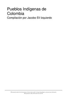 Pueblos Indígenas De Colombia Compilación Por Jacobo Elí Izquierdo