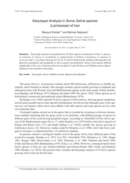 Karyotype Analysis in Some Salvia Species (Lamiaceae) of Iran
